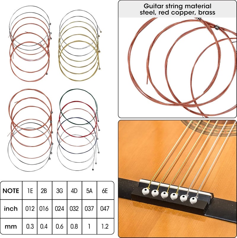 Moomuto 85PCS Guitar Accessories Kit, Include Acoustic Strings,Tuner,Capo,String Winder&Cutter,Picks,Bridge Pins,Nuts & Saddles,Finger Protector,Finger Picks,Fretboard Stickers for Guitar Players - Image 2